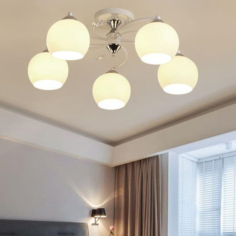 Lámpara de montaje de semi raspadilla de sala de estar de estilo moderno de techo de techo de techo de tono de cúpula