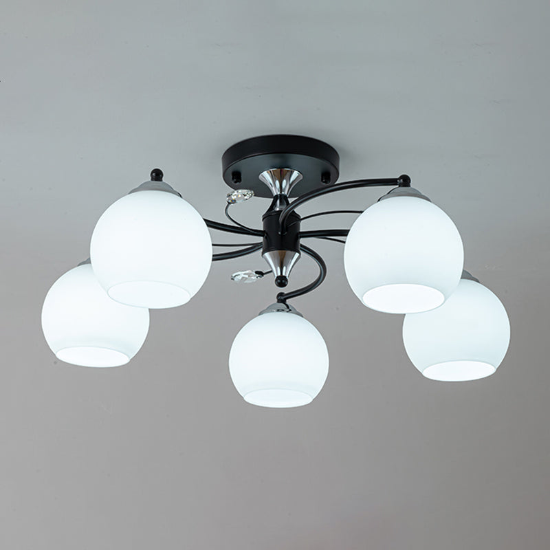 Lámpara de montaje de semi raspadilla de sala de estar de estilo moderno de techo de techo de techo de tono de cúpula