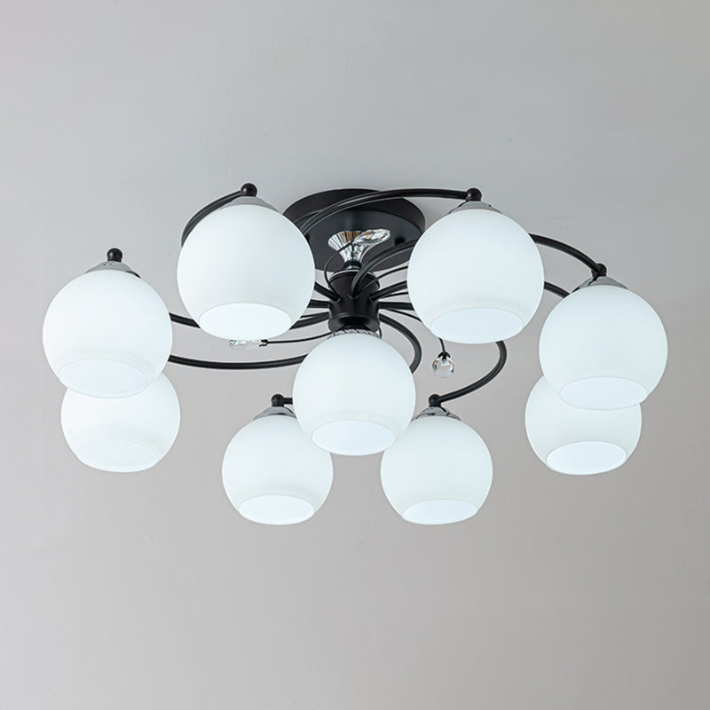 Lámpara de montaje de semi raspadilla de sala de estar de estilo moderno de techo de techo de techo de tono de cúpula