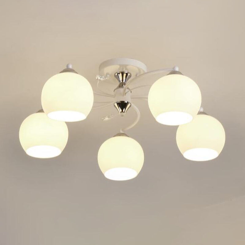 Lámpara de montaje de semi raspadilla de sala de estar de estilo moderno de techo de techo de techo de tono de cúpula