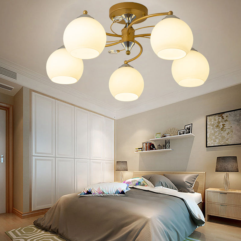 Lámpara de montaje de semi raspadilla de sala de estar de estilo moderno de techo de techo de techo de tono de cúpula