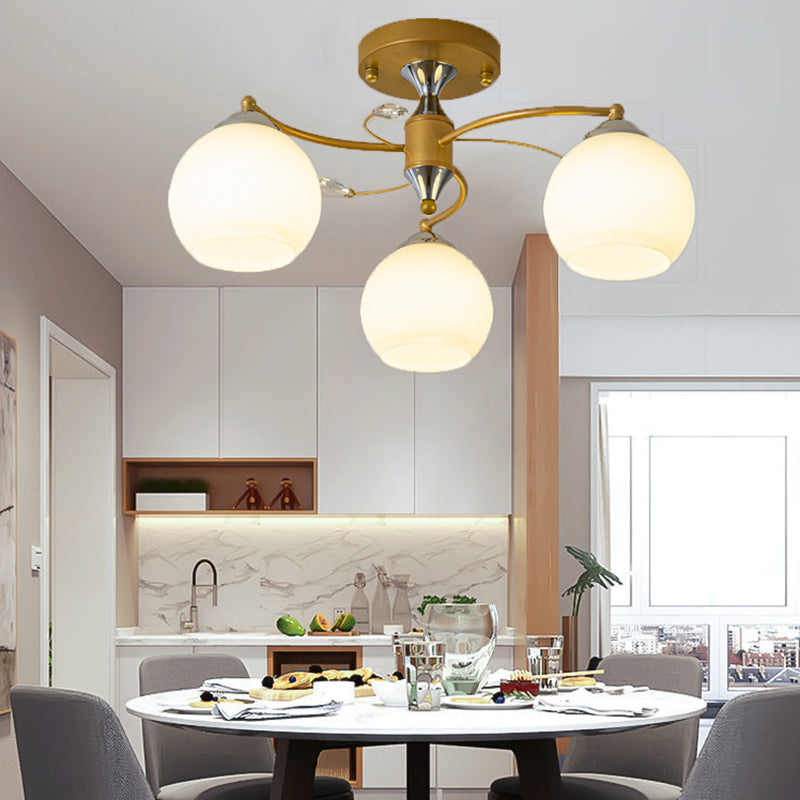 Lámpara de montaje de semi raspadilla de sala de estar de estilo moderno de techo de techo de techo de tono de cúpula