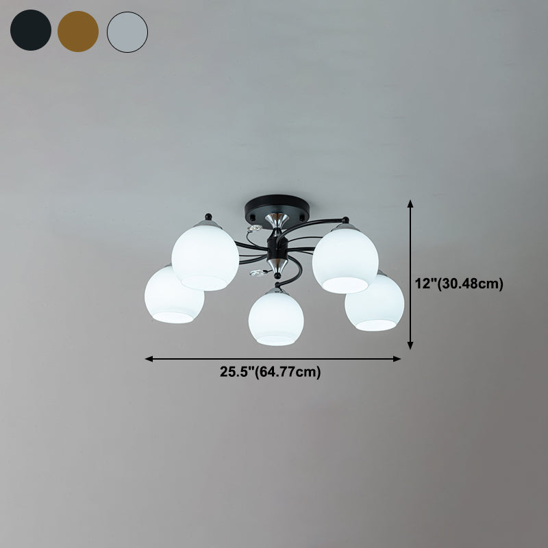 Lámpara de montaje de semi raspadilla de sala de estar de estilo moderno de techo de techo de techo de tono de cúpula