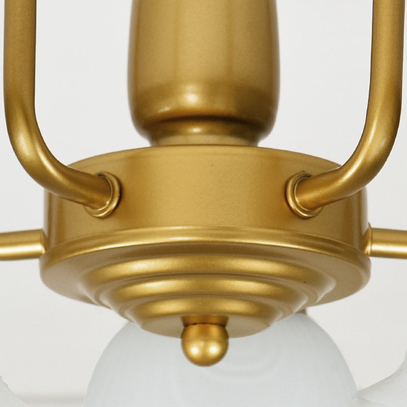 Traditional Flower Ceiling Lamp Frosted Glass Semi Flush Mount Light for Dining Room