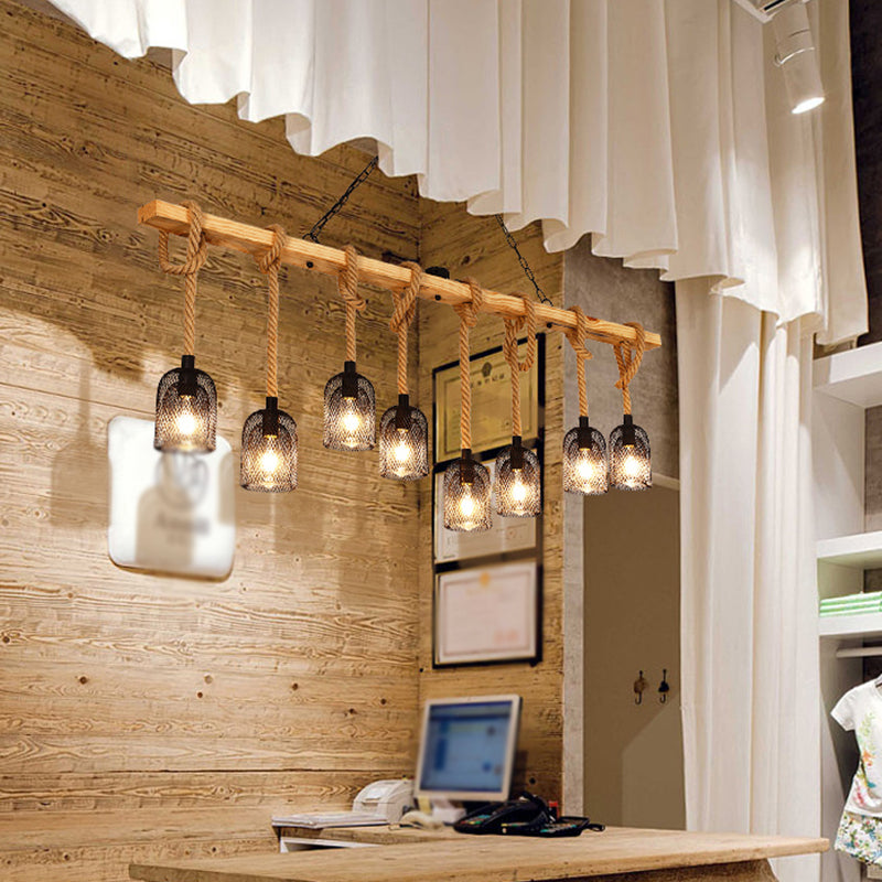 Colgante de isla múltiple de isla de metal industrial múltiple con cuerda natural