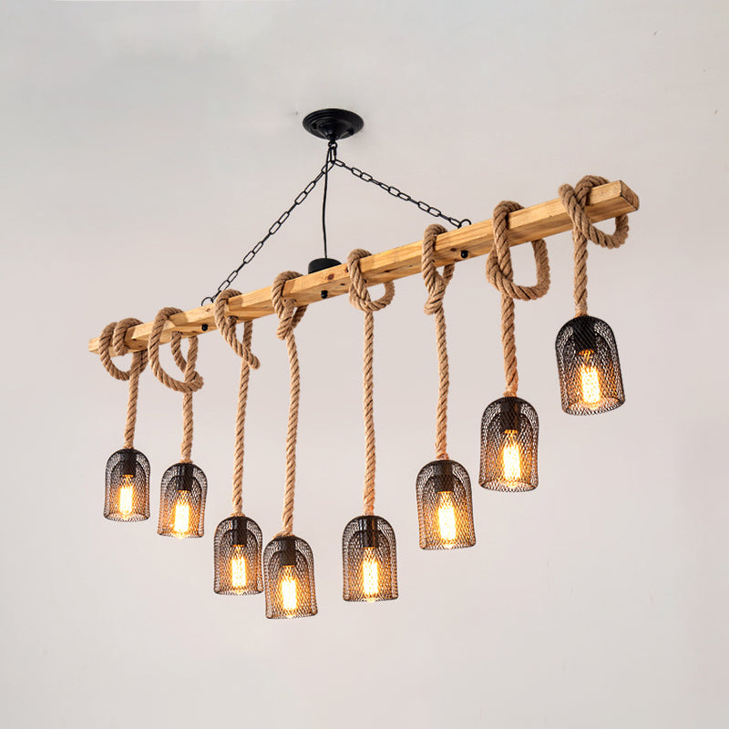 Colgante de isla múltiple de isla de metal industrial múltiple con cuerda natural