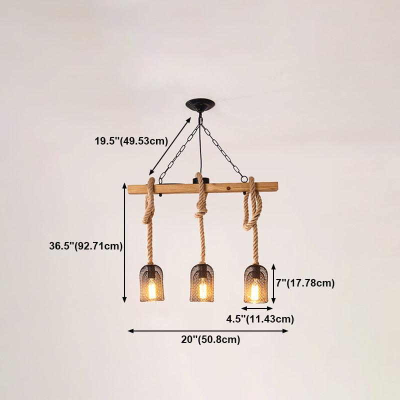 Colgante de isla múltiple de isla de metal industrial múltiple con cuerda natural