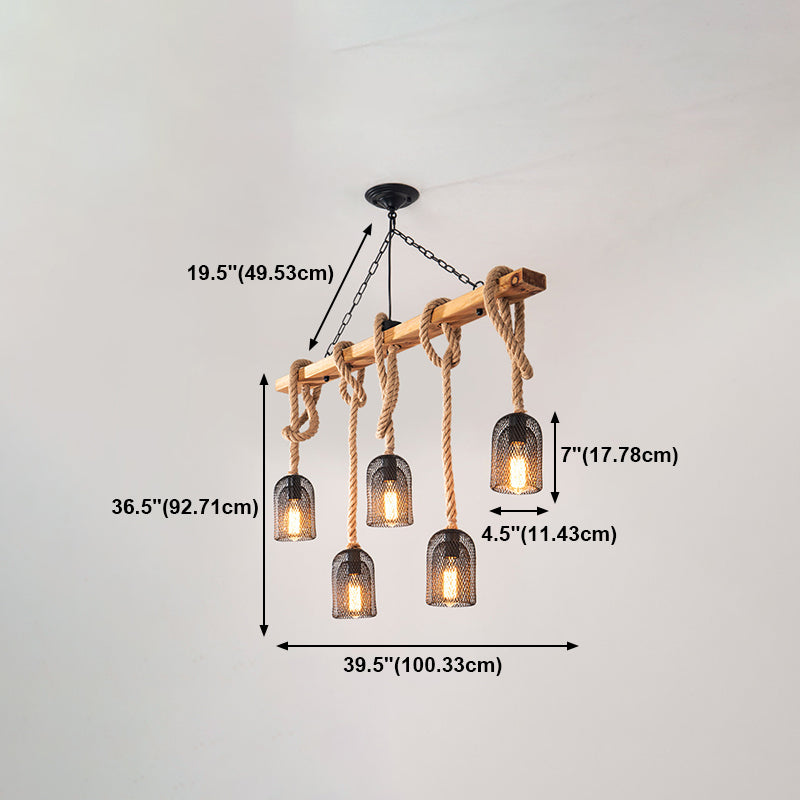 Colgante de isla múltiple de isla de metal industrial múltiple con cuerda natural