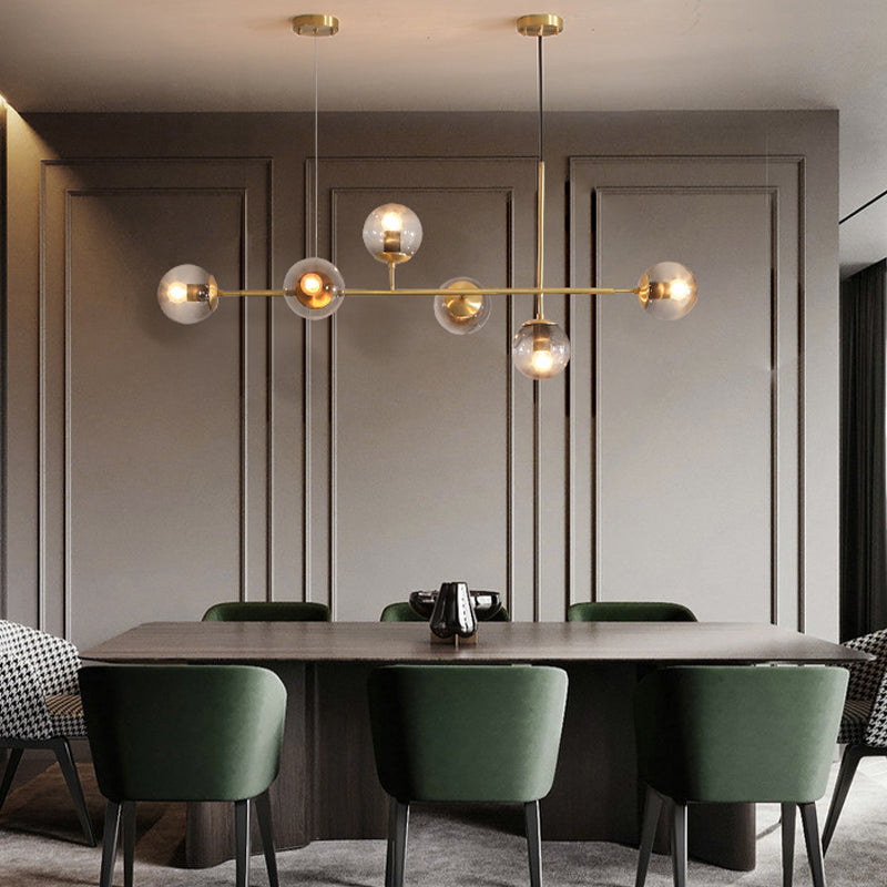 Nordic Glass Island Light Gold Globe 6 Lichter Island Anhänger für Wohnzimmer