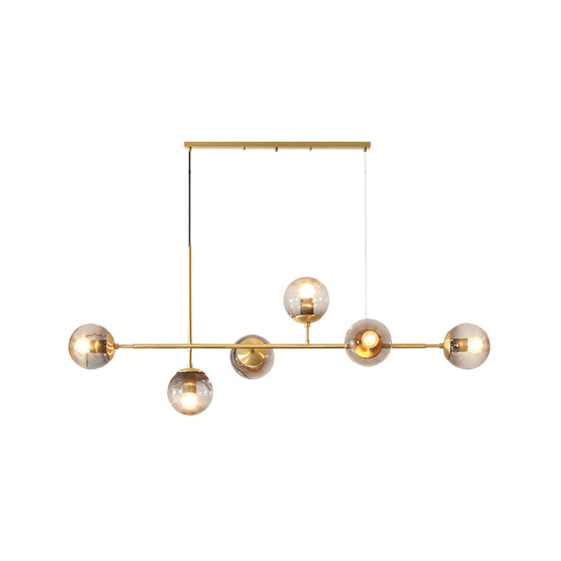 Nordic Glass Island Light Gold Globe 6 Lichter Island Anhänger für Wohnzimmer