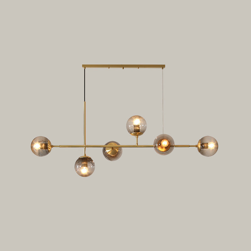 Nordic Glass Island Light Gold Globe 6 Lichter Island Anhänger für Wohnzimmer