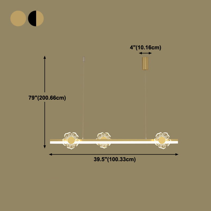 Linear Shape Island Lights Modern Style Metal 4-Light Island Lighting