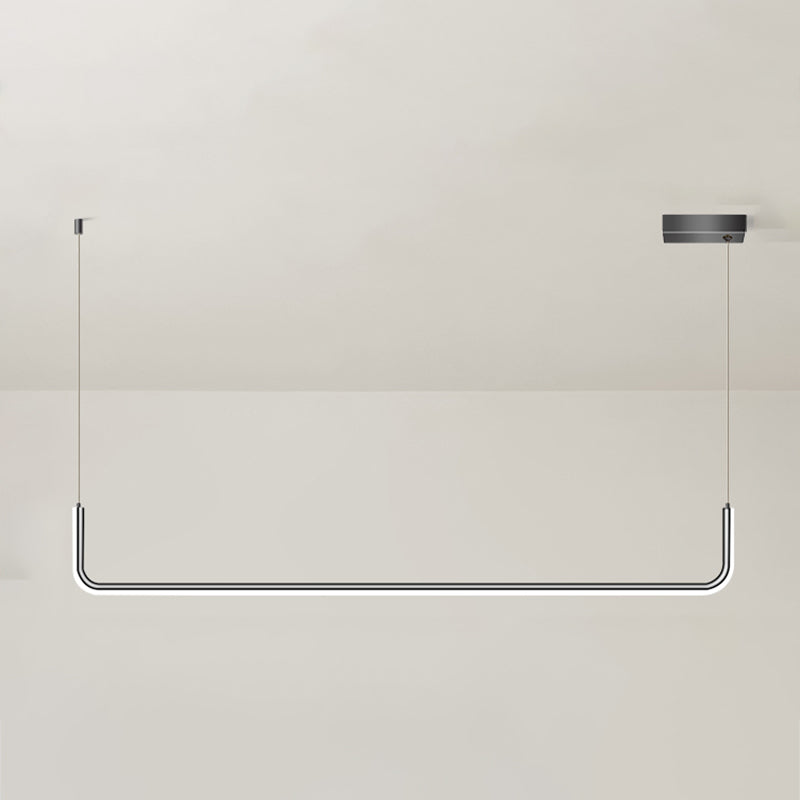 Idées d'éclairage d'île linéaire de forme moderne pendentifs îles métalliques en noir