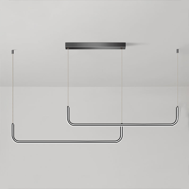 Idées d'éclairage d'île linéaire de forme moderne pendentifs îles métalliques en noir