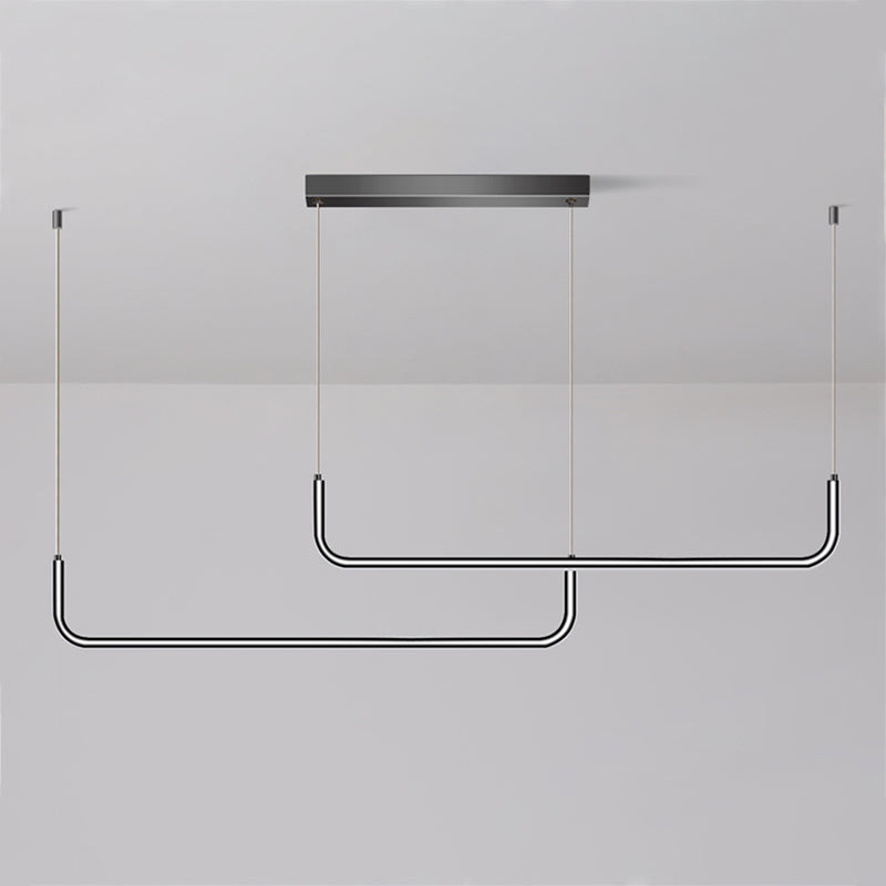 Idées d'éclairage d'île linéaire de forme moderne pendentifs îles métalliques en noir