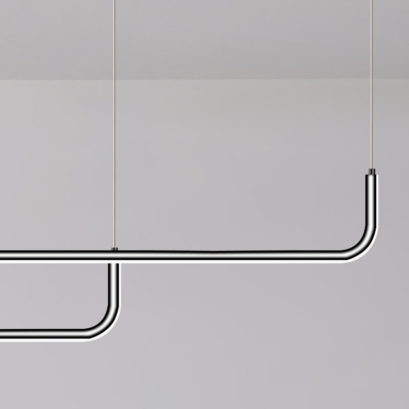 Idées d'éclairage d'île linéaire de forme moderne pendentifs îles métalliques en noir