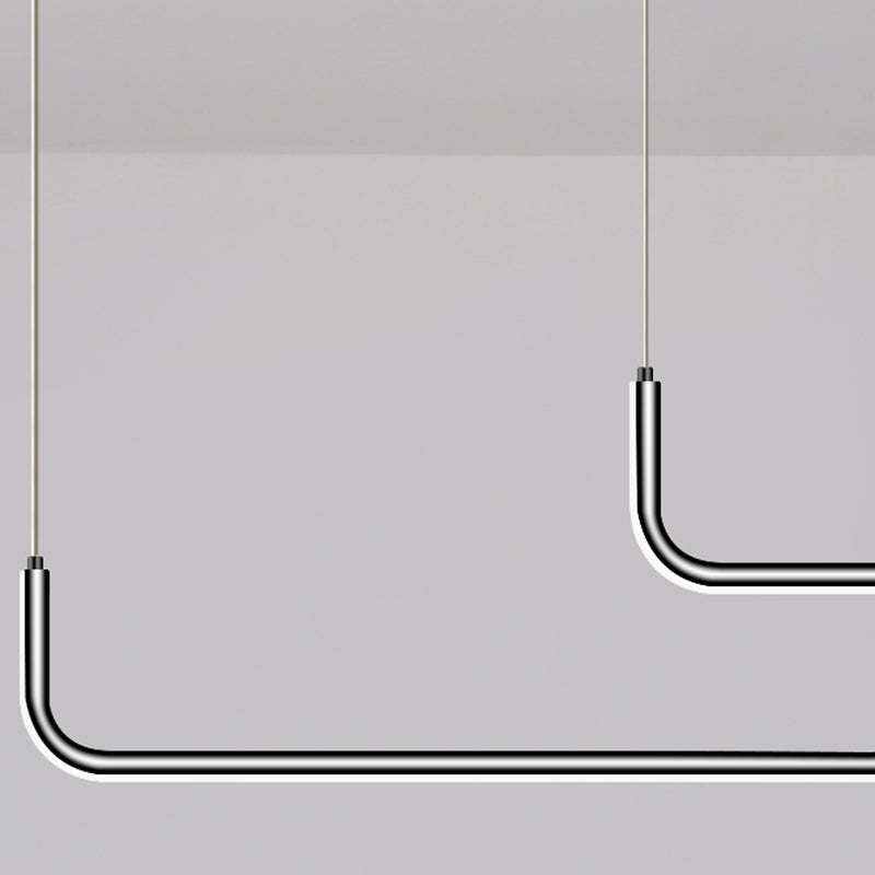 Idées d'éclairage d'île linéaire de forme moderne pendentifs îles métalliques en noir