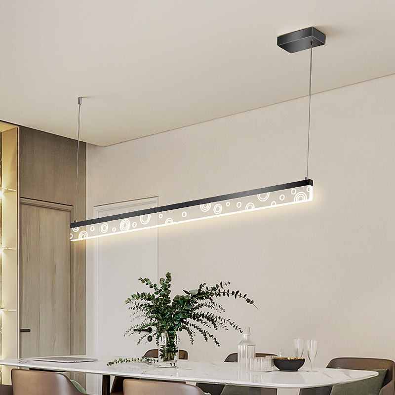 Idée d'éclairage d'île de forme linéaire Pendentif en île en métal moderne 1-Light en noir