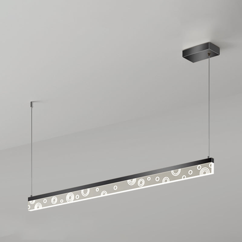 Idée d'éclairage d'île de forme linéaire Pendentif en île en métal moderne 1-Light en noir