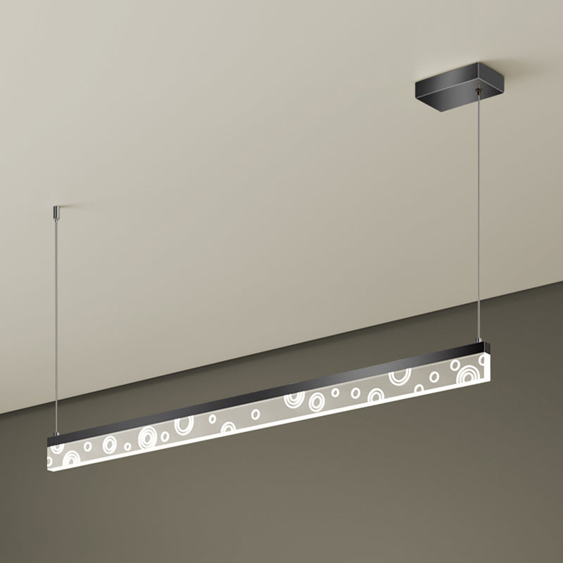 Idée d'éclairage d'île de forme linéaire Pendentif en île en métal moderne 1-Light en noir