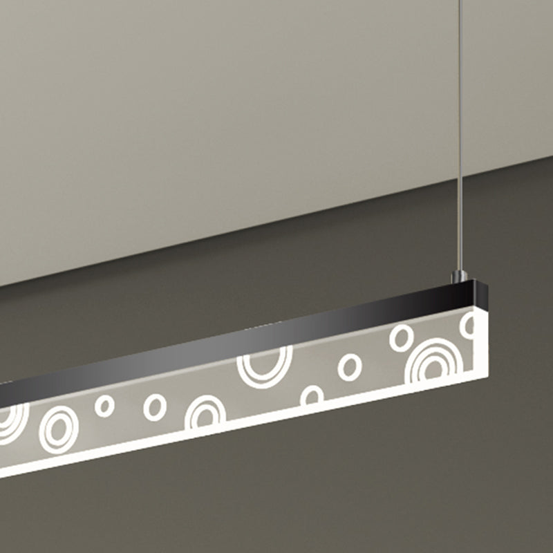 Idée d'éclairage d'île de forme linéaire Pendentif en île en métal moderne 1-Light en noir