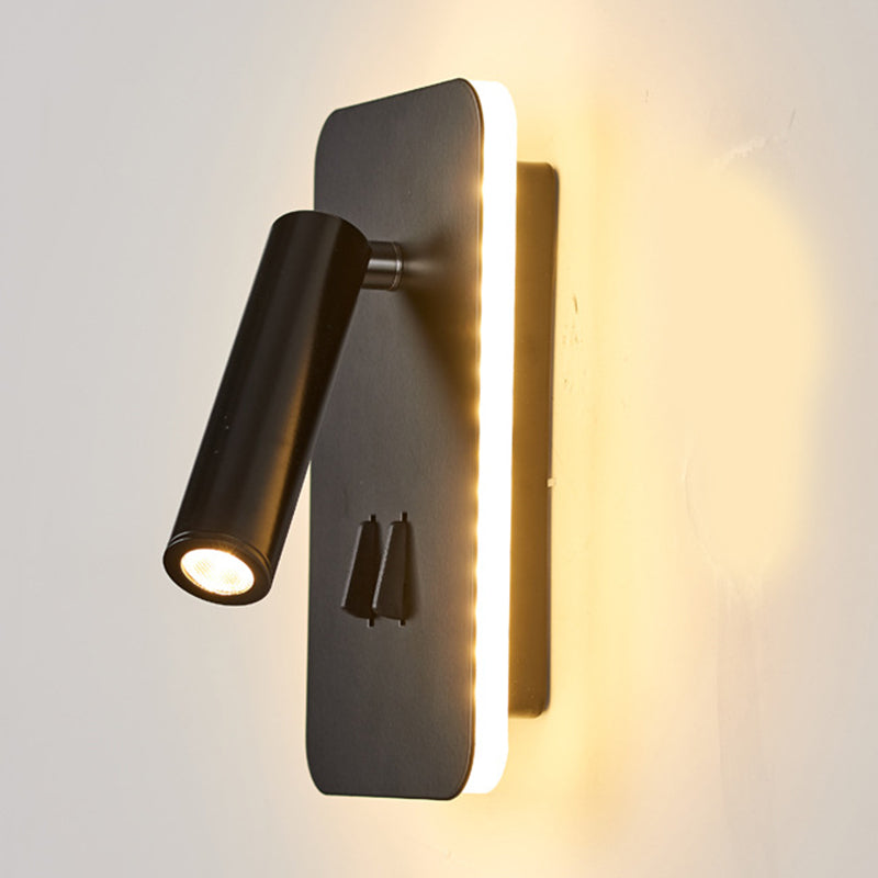 Luces de 2 luces rectangulares apliques de pared moderna luces de lectura montadas en la pared de metal