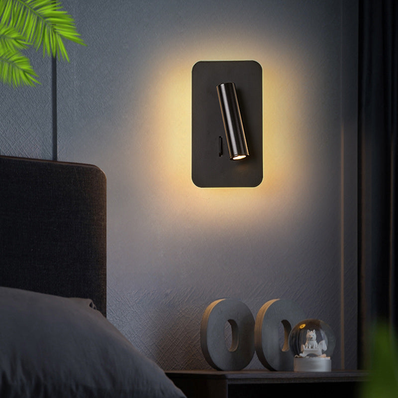 Luces de 2 luces rectangulares apliques de pared moderna luces de lectura montadas en la pared de metal