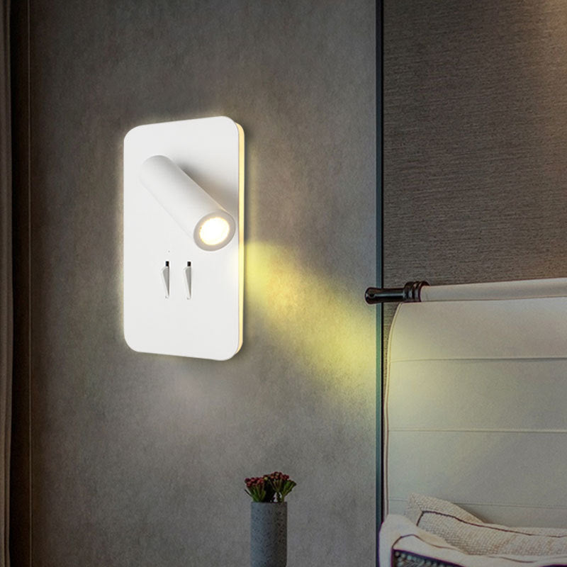 Luces de 2 luces rectangulares apliques de pared moderna luces de lectura montadas en la pared de metal