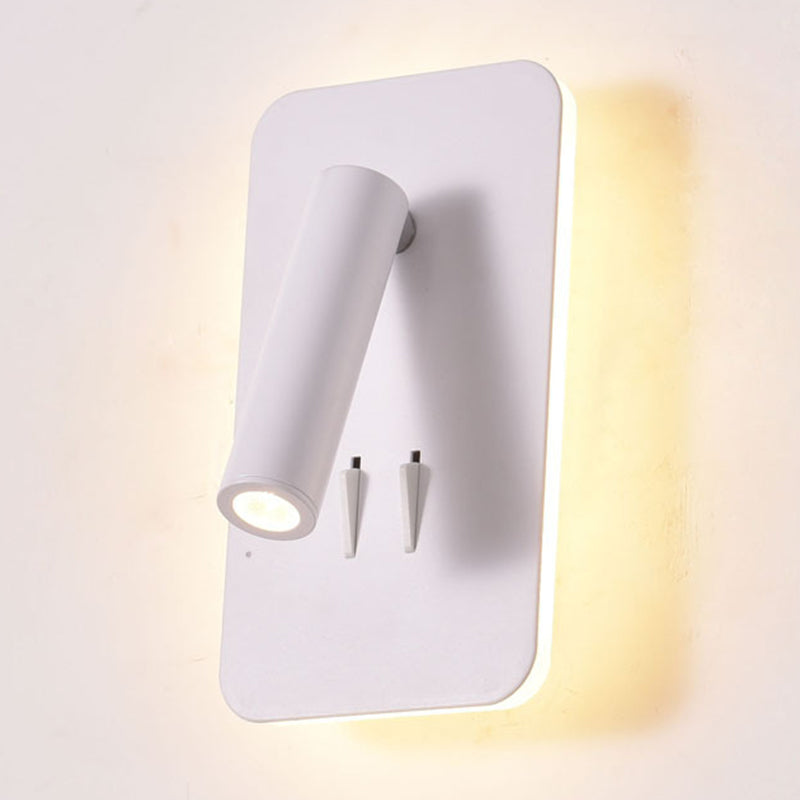 Luces de 2 luces rectangulares apliques de pared moderna luces de lectura montadas en la pared de metal