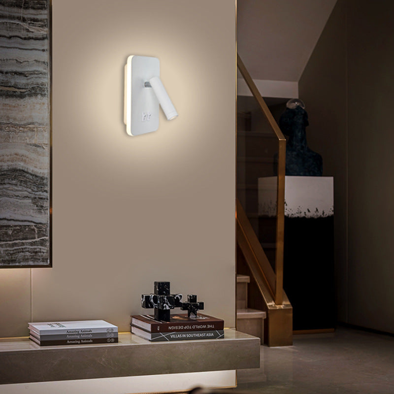 Luces de 2 luces rectangulares apliques de pared moderna luces de lectura montadas en la pared de metal