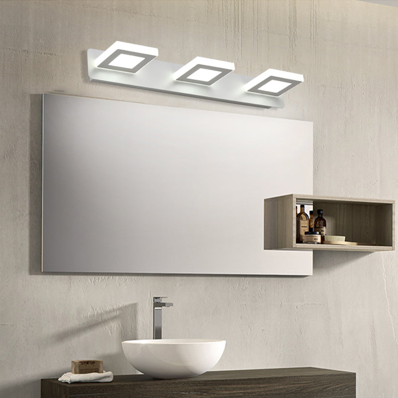 Luce di vanità bianca moderna a 3 luci a specchio a led luce anteriore con ombra acrilica per bagno