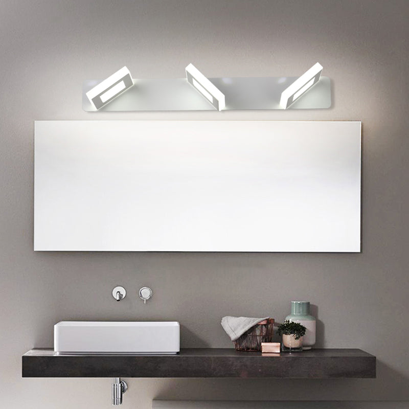 Luce di vanità bianca moderna a 3 luci a specchio a led luce anteriore con ombra acrilica per bagno