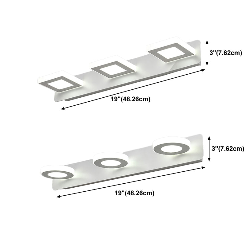 Luce di vanità bianca moderna a 3 luci a specchio a led luce anteriore con ombra acrilica per bagno
