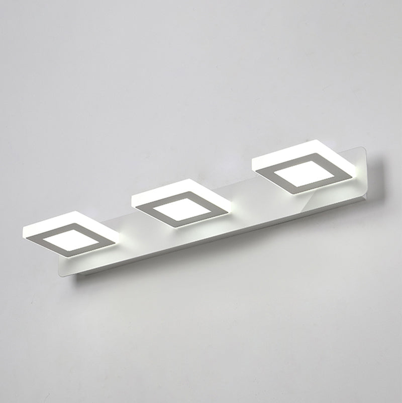 Luce di vanità bianca moderna a 3 luci a specchio a led luce anteriore con ombra acrilica per bagno