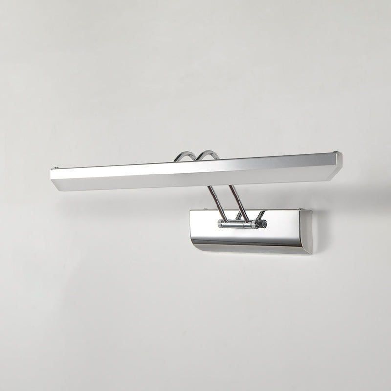 Luce di vanità moderna lineare Metal Mirror LED a 1 luce Light per bagno in argento