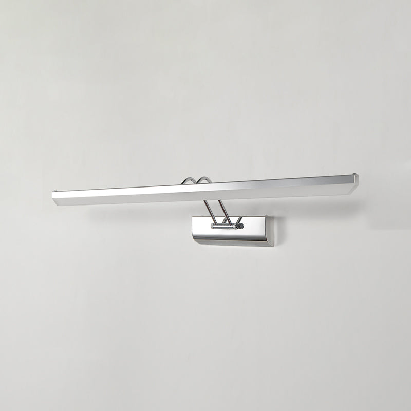 Luce di vanità moderna lineare Metal Mirror LED a 1 luce Light per bagno in argento