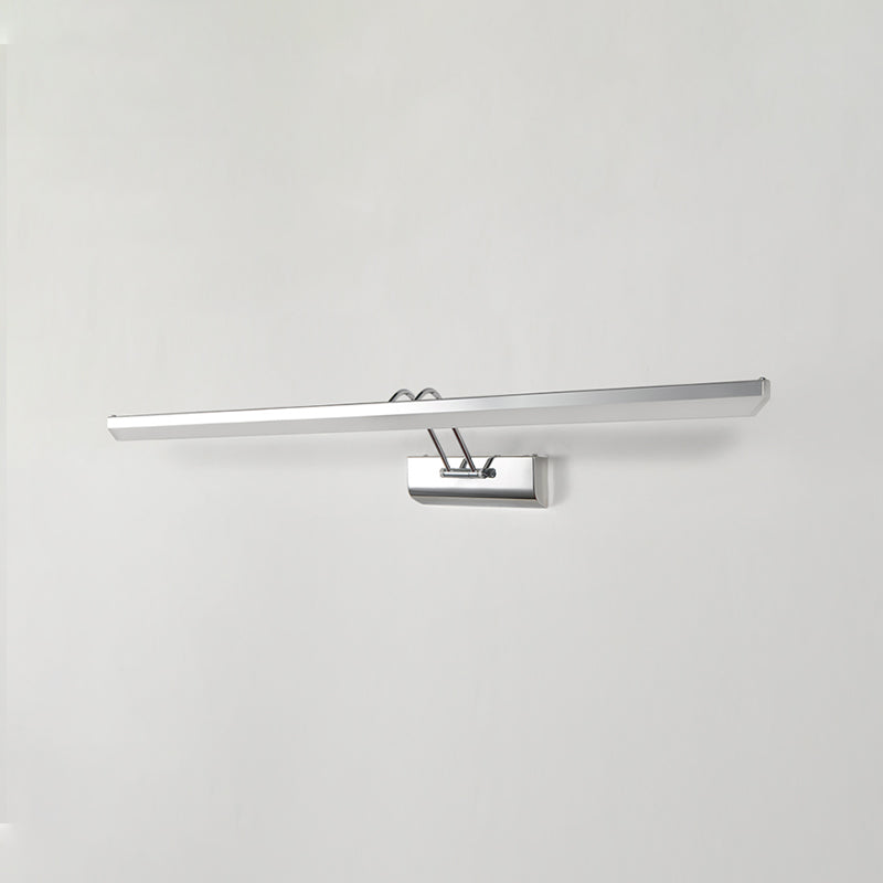 Luce di vanità moderna lineare Metal Mirror LED a 1 luce Light per bagno in argento