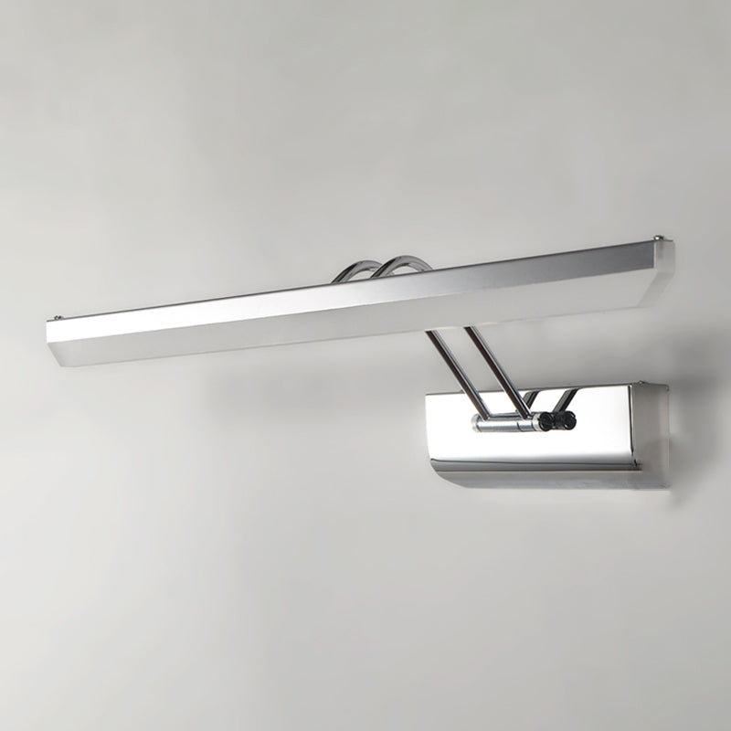 Luce di vanità moderna lineare Metal Mirror LED a 1 luce Light per bagno in argento