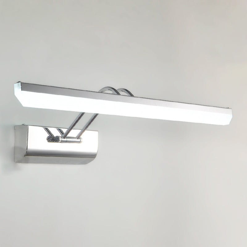 Luce di vanità moderna lineare Metal Mirror LED a 1 luce Light per bagno in argento