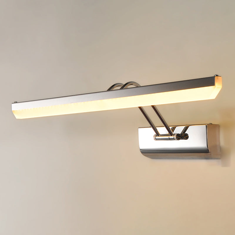 Luce di vanità moderna lineare Metal Mirror LED a 1 luce Light per bagno in argento