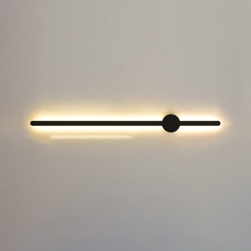 Simplicity Bar Shaped Vanity Lamp Metal Bathroom LED Wall Sconce Light in Black