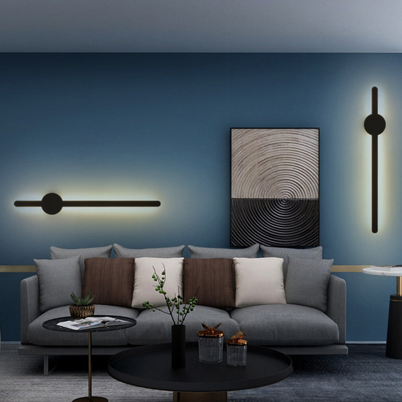 Simplicity Bar Shaped Vanity Lamp Metal Bathroom LED Wall Sconce Light in Black