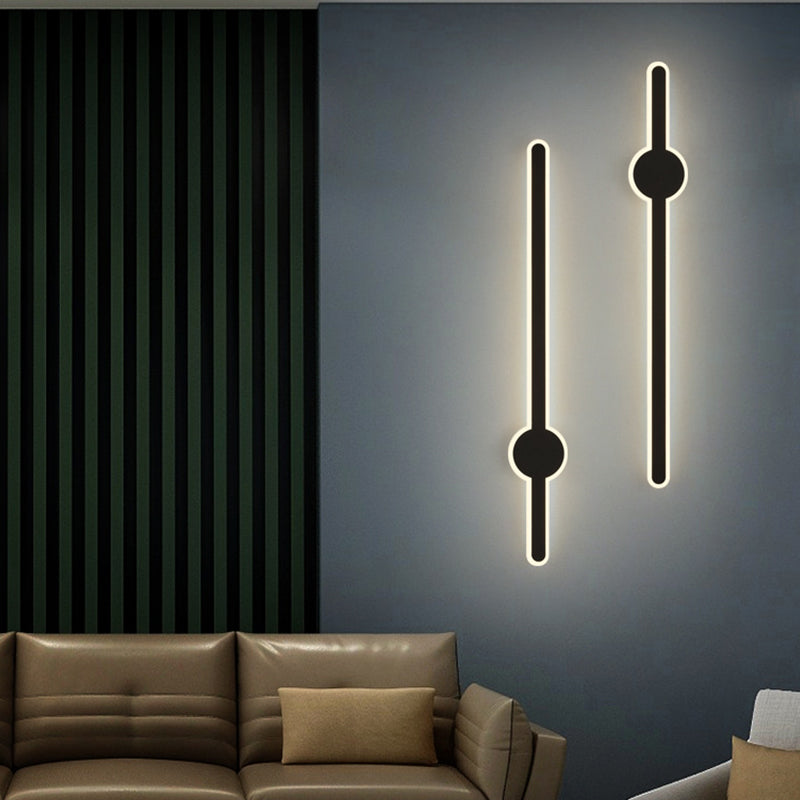 Simplicity Bar Shaped Vanity Lamp Metal Bathroom LED Wall Sconce Light in Black