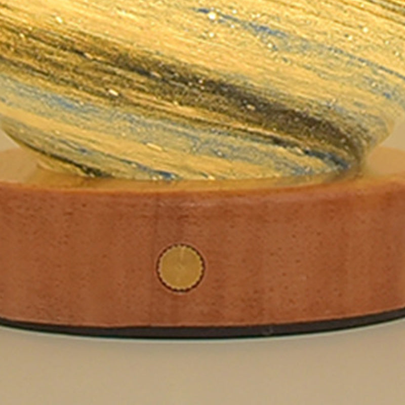 Modern Round Table Lamp 1-Light LED Desk Light with Glass Shade for Bedroom