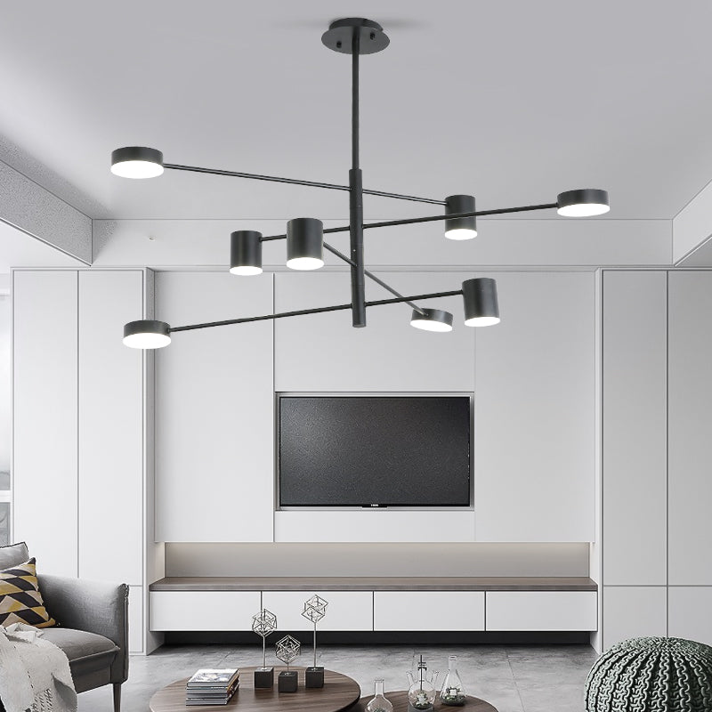 Lámparas de lámparas colgantes de forma de cilindro de estilo moderno 8 luces de lámpara de luz