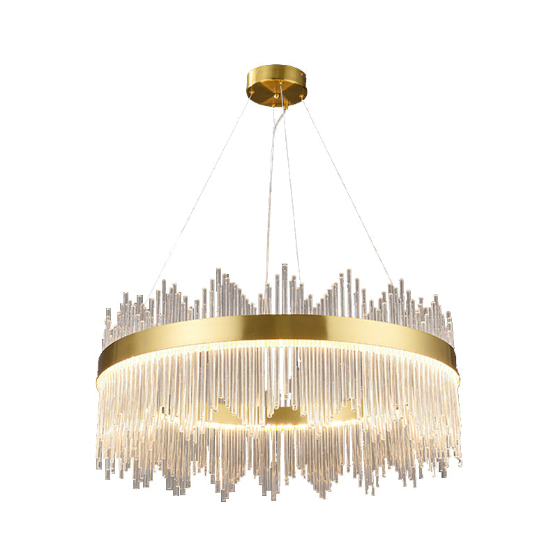 Candelera colgante de forma de rueda Crystal de estilo contemporáneo 1 Luz de lámpara de luz en oro
