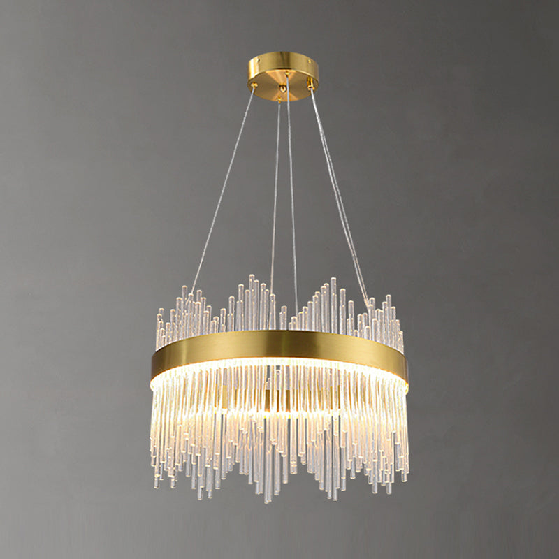 Candelera colgante de forma de rueda Crystal de estilo contemporáneo 1 Luz de lámpara de luz en oro