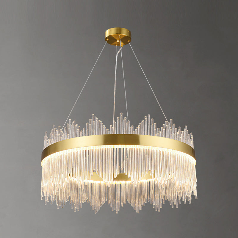 Candelera colgante de forma de rueda Crystal de estilo contemporáneo 1 Luz de lámpara de luz en oro