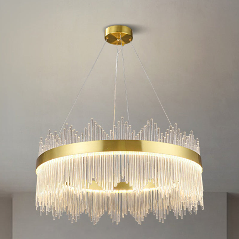 Candelera colgante de forma de rueda Crystal de estilo contemporáneo 1 Luz de lámpara de luz en oro