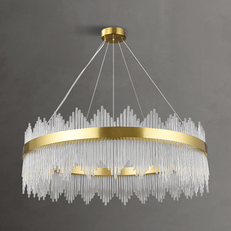 Candelera colgante de forma de rueda Crystal de estilo contemporáneo 1 Luz de lámpara de luz en oro